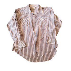 Vintage ELY Cattleman XXL Striped Snap Down Western Shirt‎ 18.5 x 35 Rockabilly